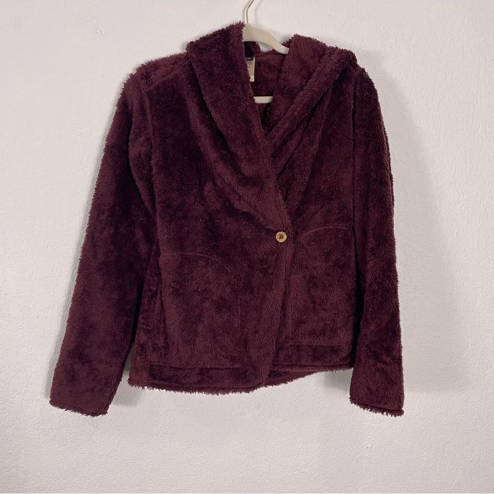 Patagonia‎ Maroon Fleece Button Front Hooded Sweatshirt Small